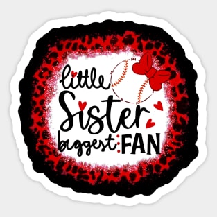 Baseball Little Sister Biggest Fan   Leopard Baseball Sticker